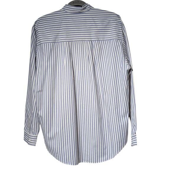 Docker's Dusty Blue Striped 100% Cotton Button Up Shirt Ladies' Sz M - Picture 2 of 9
